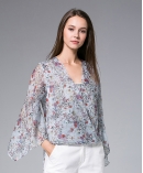 Flowers Printed silk Chiffon top